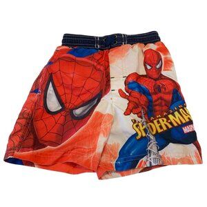 The Amazing Spiderman Boys Size 3T Swim Trunks Shorts Marvel Red Blue